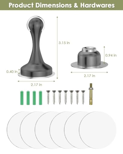 Door Stoppers Magnetic Door Catch, Stainless Steel Magnetic Door Stop 1 Pack, Double-Sided Adhesive Tape, No Drilling, Screws for Stronger Mount, Holder Your Door Open for Wide Doors - style: 2 Pack Gray