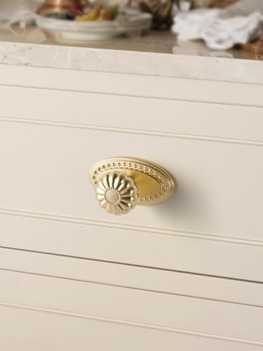 Brushed Gold Cabinet Knobs 10 Pack with Base Brass Drawer Pulls Kitchen Cupboard Bathroom Dresser Cabinet Hardware Handles Zinc Alloy - color: Brushed Gold, size: Knob with Base