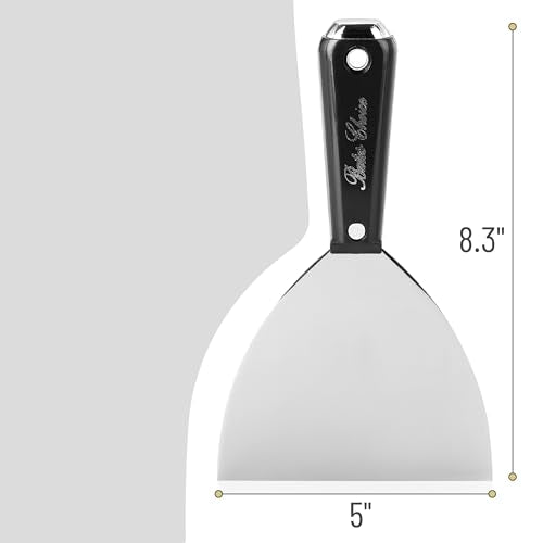 Bates Choice 5-Inch Carbon Steel Flexible Putty Knife, Metal Scraper, Drywall Spackle Knife, Paint Scraper Tool, Wall Scraper, Metal Putty Knife, Drywall Putty Knife - color: Black, size: 5 Inch