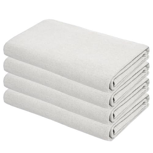 Set of 4 Renewable Cotton Drop Cloth, All Purpose Thick Waterproof Reusable tarp, Drop Cloth Curtains, Cotton Polyester Blend Paint Couch Cover for Painter Furniture & Floor Protection(4x5 FT) - color: Natural, size: 4 x 5 ft