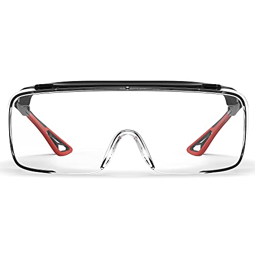 Safety Glasses Anti Fog Goggles Protective Eyewear Blue Light Blocking Anti Dust UV Protection Glasses For Men Women - color: Red and Black