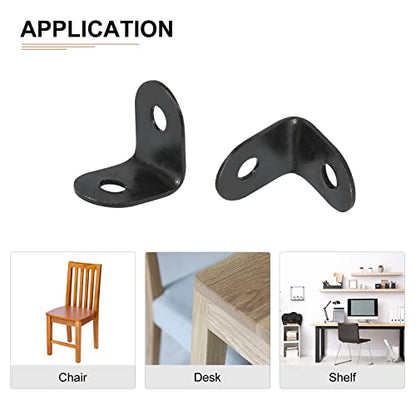 DTGN 0.47"x0.47"x0.35"(LxWxH) L Bracket Corner Braces -12Pack- Good for Mending Wooden Furniture - Metal Right Angle Brackets W/Screws - Black - size: 0.47"x0.47"x0.35"