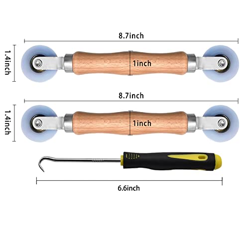 BAYTORY 3Pcs Screen Tool, Window Screen Spline Roller Tool with Wooden Handle and Nylon Bearing Wheels, Mesh Screen Door Repair Kit Durable and Easy to Use - style: Nylon