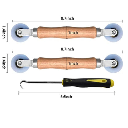 BAYTORY 3Pcs Screen Tool, Window Screen Spline Roller Tool with Wooden Handle and Nylon Bearing Wheels, Mesh Screen Door Repair Kit Durable and Easy to Use - style: Nylon