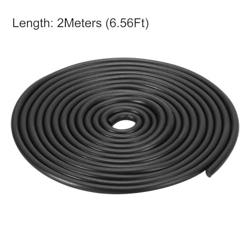 uxcell Nitrile Rubber Round Seal Strip, 5mm(13/64") Diameter 2 Meters (6.56Ft) Long Hard Solid Rubber Weather Stripping for DIY Gasket, Industrial Equipment, and Furniture - size: 5mmx2m