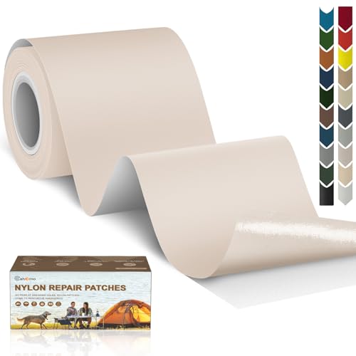 3x79 Nylon Repair Patch Nylon Repair Tape Self Adhesive Fabric Tapes Outdoor Camping Gear Fabric kit for Tent, Umbrella, Down Jackets, Sleeping Bag, Knapsack （Beige） - color: Beige, size: 3x79 inch