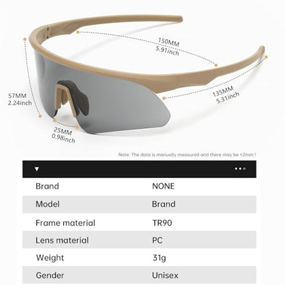 Polarized Protective safety Sunglasses UV400, Lightweight Wraparound Shooting Sports Glasses for Men Women - color: Tan Yellow
