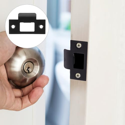 Homoyoyo 4pcs Cam Block Door Locks, Stainless Steel Guide Piece Black Door Lock Door Strike Plate Door Strike Plate Reinforce Security on Your Doors (Pack of 2) - size: 7x7cm (Pack of 2)