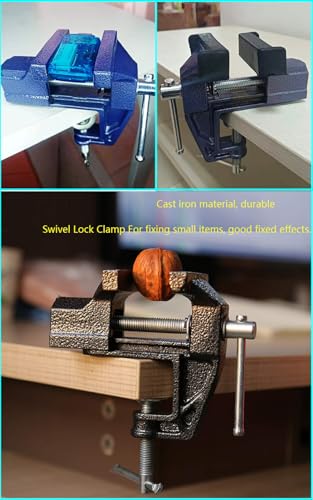 MYTEC Mini Table Clamp, 2.4" blue, Small Bench Vice, Upgraded cast steel manufacturing Jewelers Hobby Clamps Craft Repair Tool Portable Work Bench Vise - style: Mini 2.4" blue