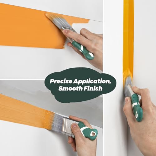 3 Pack 2 Inch Angled Paint Brush Set, Synthetic Bristles, Easy Grip Rubber Short Handle, Smooth Finishes Paint Brushes for Painting Walls, Cabinets, Sash, Edge, Corner, Cut in, Trim, Touch up