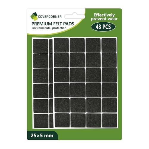 Felt Furniture Pads for Hardwood Floors 48 PCS, Furniture Pads, Floor Protectors for Hardwood Floors, Felt Pads for Furniture, Square, Black - size: 48PCS 1 inch Square Black