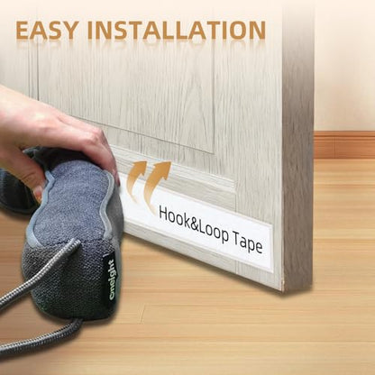 Door Draft Stopper for Bottom of Door and Window, Heavy Duty Guard Gap Snake Stripping, Cold Air Blocker, Warm Air Sealer, Door Noise Blocker with Hanging Loop, 48 inch, Grey - size: 48 inch