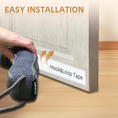 Door Draft Stopper for Bottom of Door and Window, Heavy Duty Guard Gap Snake Stripping, Cold Air Blocker, Warm Air Sealer, Door Noise Blocker with Hanging Loop, 42 inch, Grey - size: 42 Inch