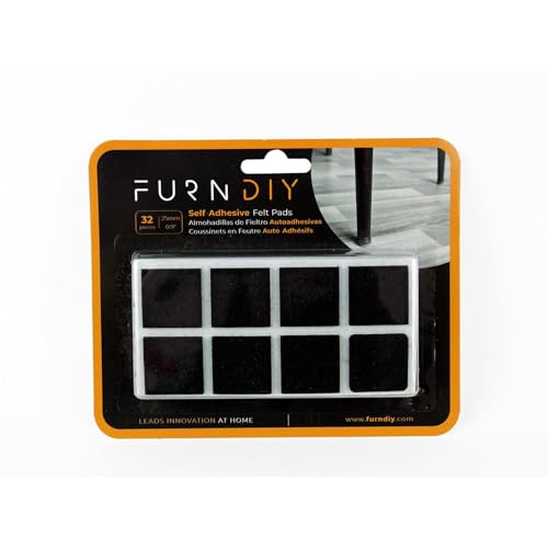 Furndiy Felt Furniture Pads for Hardwood Floors, Self-Adhesive Felt Pad for Chairs & Seat Legs, Easy Slide, Anti Scratch, Noise Stopper, Bumper & Buffer, Floor Protection - Based in USA - 1" Black - size: 0.9" x 32Pcs Black
