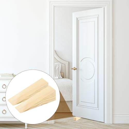 4 Pcs Wooden Door Stop Stopper Solid Non-Slip Doorstop Shims Triangle Wood Block Security Door Stopper Fit for Bottom of Door On Tile, Concrete, Carpet, Wooden Floor