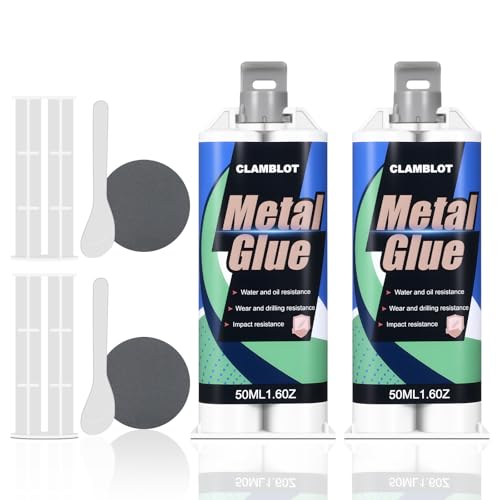 2-Pack Heavy Duty Metal Glue & Steel Epoxy - (1.76oz x 2) Waterproof Liquid Weld, Strongest Adhesive for Multiple Surfaces: Plastic, Ceramic, Pipe Leak Sealer, Cold Welding Repair Kit - size: Metal Glue + 2 PCS