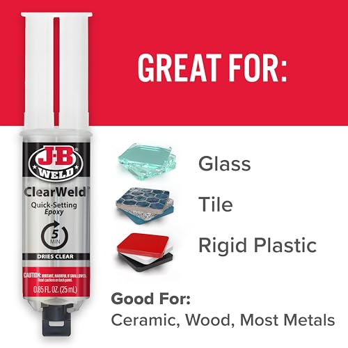 J-B Weld ClearWeld 5 Minute Epoxy, Clear, Syringe, 2 Pack, 50112-2 - size: 25ml - 2 Pack