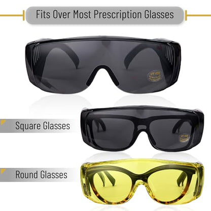 UNCO- Safety Goggles Over Glasses, Protective Goggles, Anti Fog, Work, Safety Glasses Over - color: Gray and Yellow, size: 2 Pack