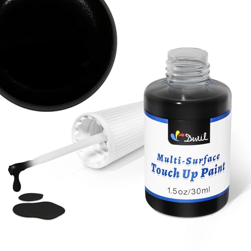 DWIL Black Paint for Metal - Appliance Touch Up Paint, Multi Surface Scratch Repair for Refrigerator, Enamel, Door, Cabinets, Wood, Microwave, 1.5 Fl Oz(Black) - color: Black