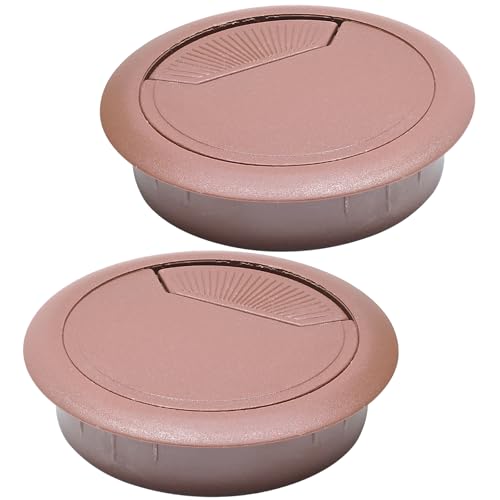 Desk Grommet 2-3/8" (60 mm), Desk Cord Hole Cover, Cable Grommet ABS Plastic, Desk Hole Grommet for Office and Home Table Cable, Detachable Adjustable Cable Cord Organizer (Reddish Brown 2 Pcs) - size: 2-3/8" (60 mm), style: 2 pcs Reddish Brown