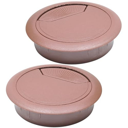 Desk Grommet 2-3/8" (60 mm), Desk Cord Hole Cover, Cable Grommet ABS Plastic, Desk Hole Grommet for Office and Home Table Cable, Detachable Adjustable Cable Cord Organizer (Reddish Brown 2 Pcs) - size: 2-3/8" (60 mm), style: 2 pcs Reddish Brown