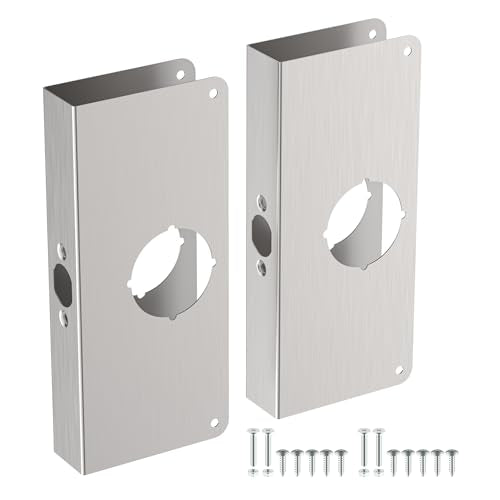 U 9585 Stainless Steel Lock and Door Reinforcement Plate for 1-3/8 in Thick Doors, Stainless Steel Finish for Reinforcing and Repairing Doors - 2 Pack - color: Silver, size: 2 Pack