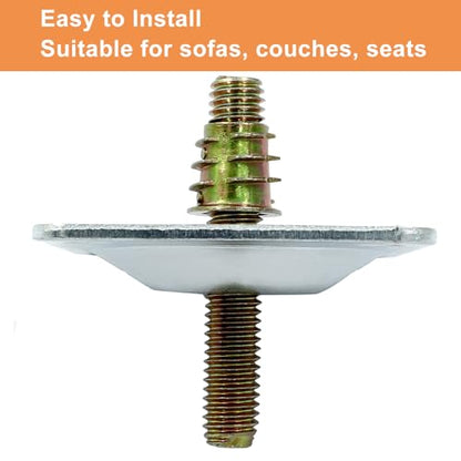 Set of 4 Leg Mounting Plates Kit, M8 Thread Furniture Sofa Legs Attachment Plates T-Plate for Repairing Damaged Sofa Couch Seats, with Hanger Bolts, Screws (Silver) - color: Silver, size: 5/16" (M8) -No Angle