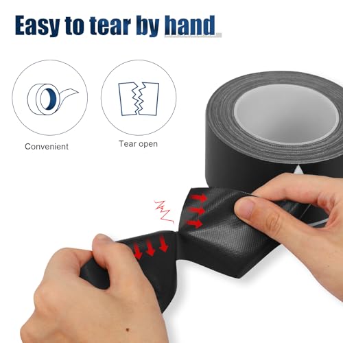 Black Duct Tape Heavy Duty, 1.88 Inch x 35 Yard Waterproof Strong Adhesive Duct Tape for Indoor Outdoor Repairs Tear by Hand, 1 Roll - color: Black