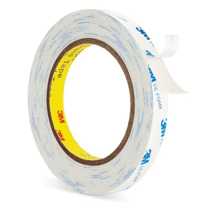3M 1600T Double Sided Tape, PE Foam Tape 0.39" x 18 Ft White Removable Strong Adhesive No Residue for RV Picture Hanging, Posters Frames Wall Decor Indoor & Outdoor Use - size: 0.39" x 18Ft