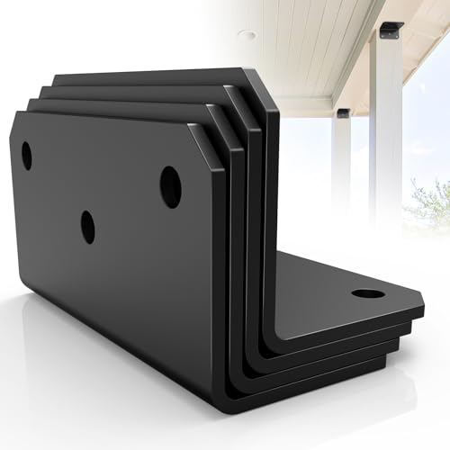 4" x 2" x 2"L Brackets Corner Braces,90 Degree L Right Angle Bracket for Wood Furniture, Corner Brackets for Wood Shelves,Cabinet,Frame,Fence,4 Pack (Black) - color: Black