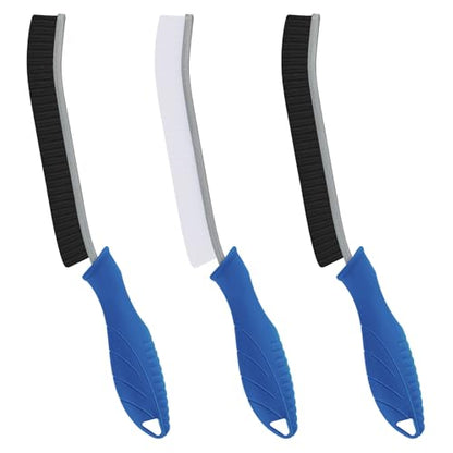 FOOGWEE Hard Bristle Crevice Cleaning Brush - Cleaning Supplies - Grout Cleaning Brushes for Household Use - Crevice Cleaning Tool for Bathroom, Home and Kitchen (3, Blue) - color: Blue