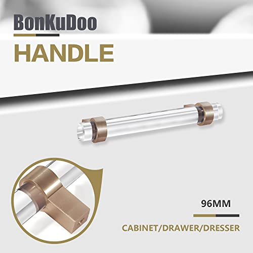 Clear Glass Crystal Drawer Pulls and Handles, 3-3/4 Inch Champagne Bronze Cabinet Pulls for Kitchen (96mm, 10 Pack) - color: Champagne Bronze, size: Hole Center : 3-3/4 Inch (96mm), style: 10 Pack