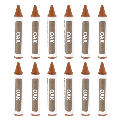 uxcell Furniture Repair Wood Markers, 12 Pcs Oak Touch Up Filler Sticks, Wood Wax Pen Crayons for Scratches, Wood Floors, Tables, Cabinet, Carpenters, Cover Ups - color: Oak
