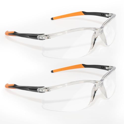 2 Pack VICOGARD Premium Clear Safety Glasses for Men and Women with Anti-Fog and Scratch Resistant Wrap Around Lenses— ANSI Z87 Certified Protective Eyewear with 100% UV Shielding and Anti-Slip Tip