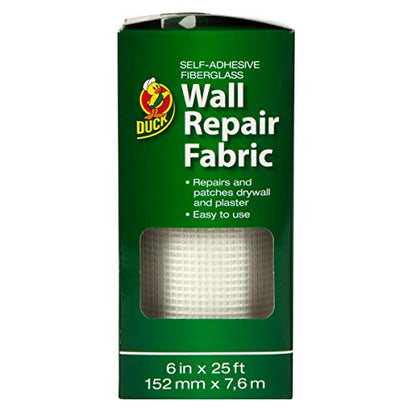 Duck Brand Self-Adhesive Drywall Repair Fabric, 6-Inch by 25 Feet, Single Roll, White (282084) (Pack of 4) - size: 6 in. x 25 ft. (Pack of 4)