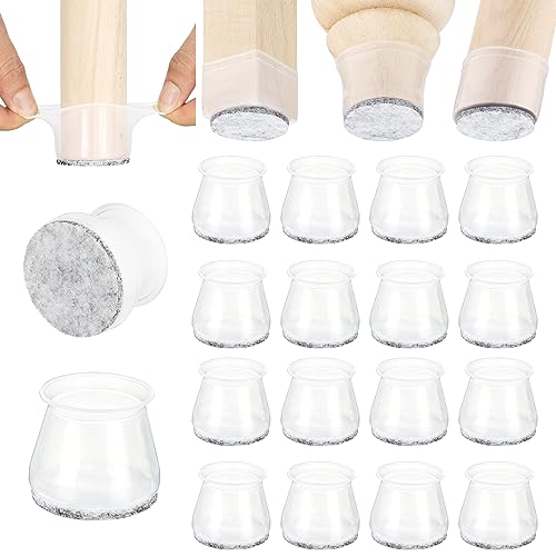 Aneaseit Silicone Chair Leg Floor Protectors, Felt Furniture Pads for Hardwood Floors, Rubber Chair Leg Protectors, Covers for Wooden Floors or Tile (16pcs, Clear) - size: Medium