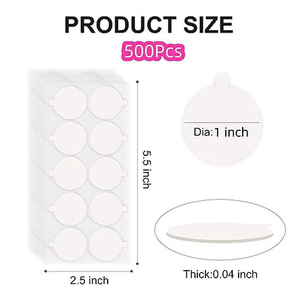 500Pcs Double Sided Tape for Acoustic Foam Panels, Removable Mounting Tape Wall Strong Adhesive Sound proofing Transparent Putty Clear Sticker Heavy Duty 1inch Round - color: 500Pcs Round
