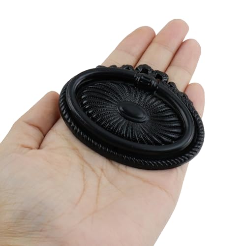 MY MIRONEY 8PCS Carved Cabinet Ring Pulls Black Ring Drawer Pulls Zinc Alloy Hardware Drop Ring Pulls Handles for Kitchen, Dresser, Closet, Cupboard - style: Type L