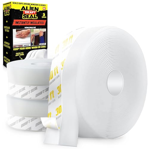 Alien Draft Seal Weather Stripping Door Seal – Longer 64ft (3 Rolls) Silicone Door Bottom Draft Stopper Tape - size: 64 Feet - 1 Pack