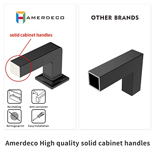 Amerdeco 10 Pack Matte Black Cabinet Pulls 5 Inch(128MM) Hole Centers Kitchen Cabinet Handles Cabinet Hardware Kitchen Handles for Cabinets Cupboard Handles Drawer Pulls ZH0019 - color: Matte Black, size: 5"/128MM Hole Center