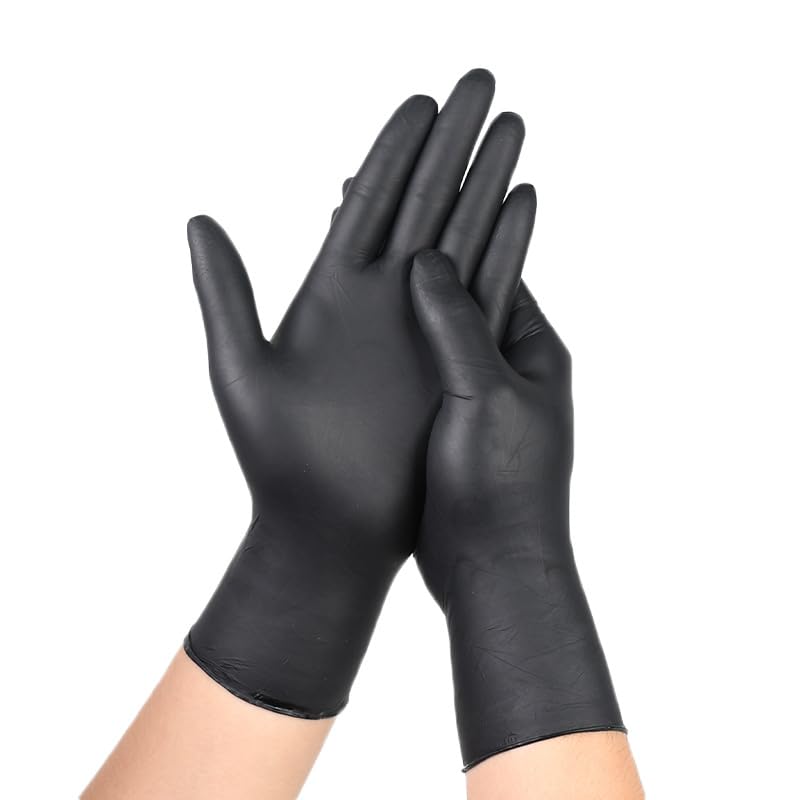 Black Nitrile Gloves, Disposable Gloves for Cleaning, Food Safe & Chemical Resistant,100 Pcs (1 Box)