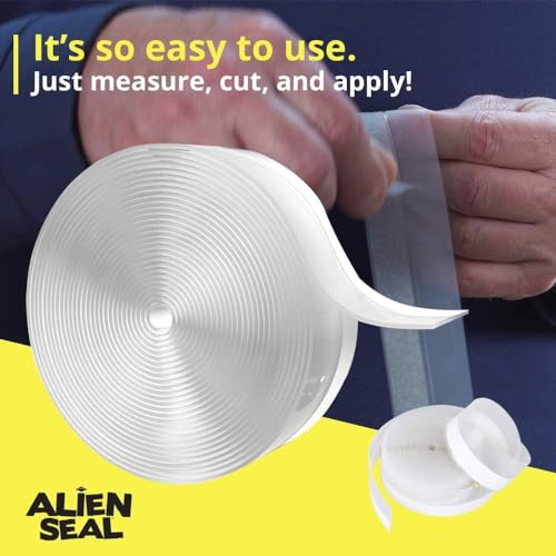 Alien Draft Insulation Tape Transparent Silicone Weather Stripping Door Seal Strip and Under Door Draft Stopper for Windows and Door Bottoms As Seen On TV - size: 16 Feet – Pack of 1