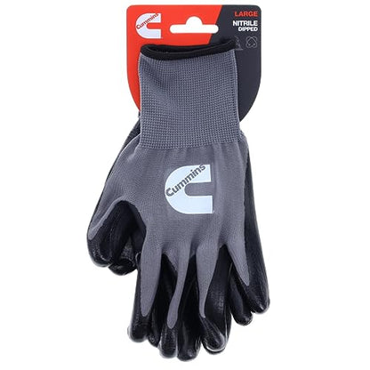 Cummins Gray Nitrile Dipped Palm Gloves CMN35153 - Nonslip Coated Work Gloves Gardening PPE All-Purpose Grip Hi Flex - Large
