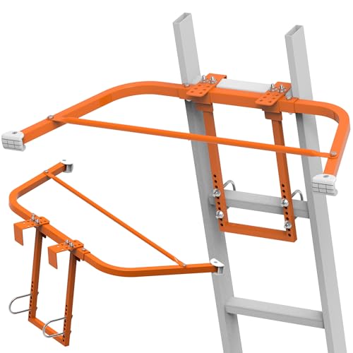 Ladder Stabilizer for Roof Gutter Guard ＆Wall,Extended Ladder Crane Stabilizer Accessory,Steel Ladder Stand-Off Wing Span/Wall Ladder Standoff with Non-Slip Rubber Bottom pad. (Orange-Steel) - color: Orange-Steel