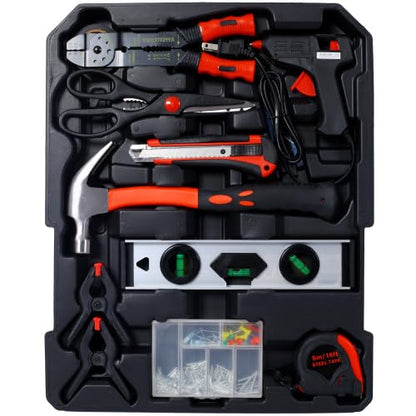 969pcs Home Repair Tool Set Kit for Men, Toolbox Storage Case with 4 Drawers, General Household Tool Kit with Rolling Tool Box, Tool Set Kit for Maintenance (Black) - color: Black