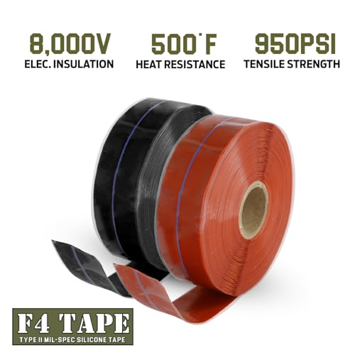 Bond It F4 Emergency Self-Fusing Silicone Tape, Repair Plumbing Pipe & Radiator Hose Leak, Electrical Insulation, Permanent Bonding, Waterproof, 1" x 36' x 20mil, Red - color: Red Oxide