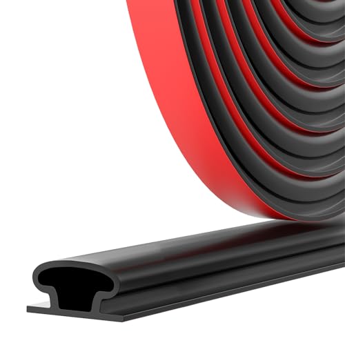 Weather Stripping Door Seal Strip, D Shape Rubber Door Weather Stripping,Self Adhesive Doors Seal Strip for Window Frame Weatherstripping Soundproofing Insulation (Black, 50FT) - color: Black, size: 50FT