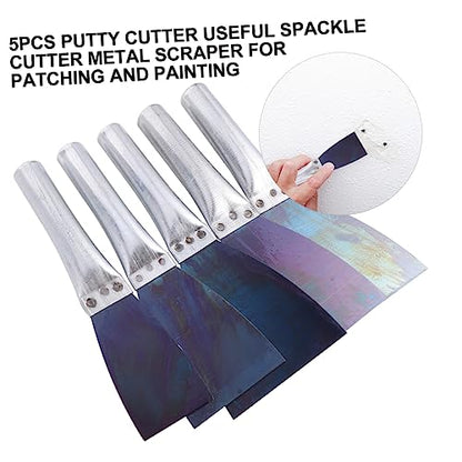 Tofficu Convenience Kit 5pcs Putty Knife Set Steel Drywall Scrapers for Cleaning