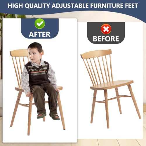 1/4" Thread Furniture Feet Levelers, 12 PCS Adjustable Feet Levelers, Adjustable Furniture Levelers with T-Nuts for Table, Chair, Furniture Legs
