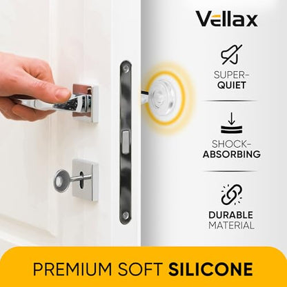 Large 2" Door Knob Wall Protectors – 4 Clear Self-Adhesive Silicone Bumper Pads in Jelly Crown Shape – Noise Dampening Wall & Furniture Guards by VELLAX - style: Jelly Crown Bumpers